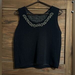 Top black sequin women black gold